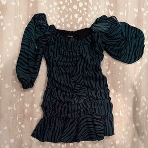 DO+BE Teal and Black Zebra Dress
